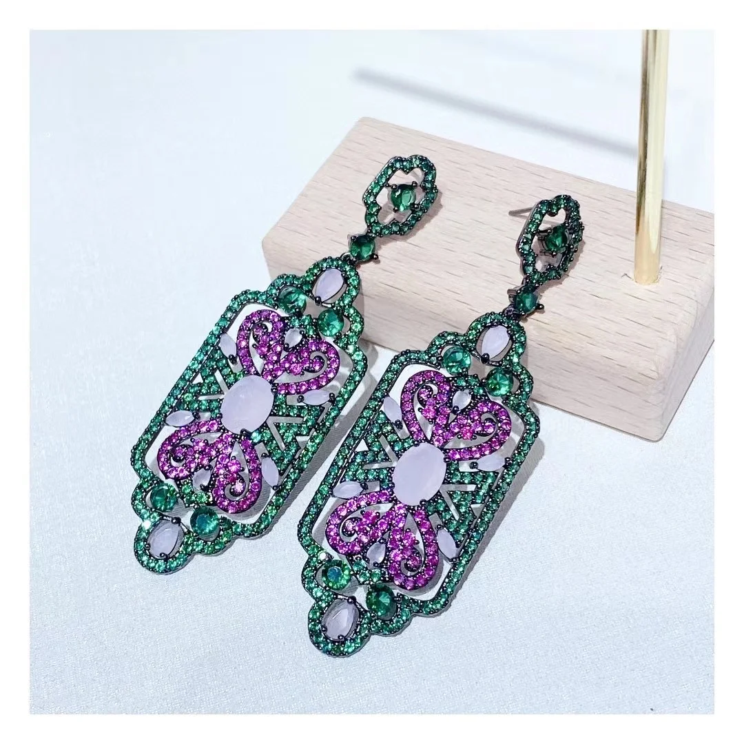 

EYER Fine Jewelry Earrings For Girls Women Wedding Bridal Trendy Jewelry Brands Green Stone Zirconia CZ Drop Earrings 2022