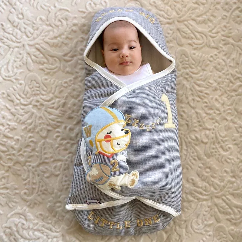 Gray Baby Of Sids Combed Cotton Woven Sleeper Baseball Swaddle Bottom Opening Newborn Baby Cotton Soft Daily Stroller Bed