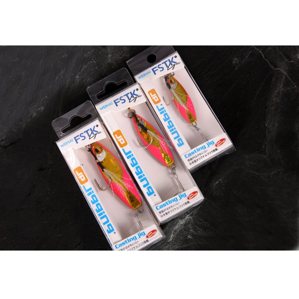 WEIHAI FSTK Metal jig Slow Jig Metal Bass Lure 20g/30g/40g/60g Artificial Bait Off Shore Cast Jigging Fishing jigging