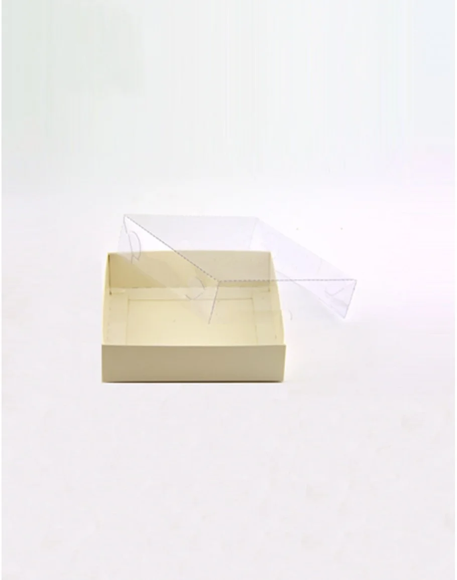 Kraft Gift Box Colorful Clear PVC Window Transparent Lid For Guests Cookie Cake Candy Party Wedding Packaging Clothes DIY Ideas