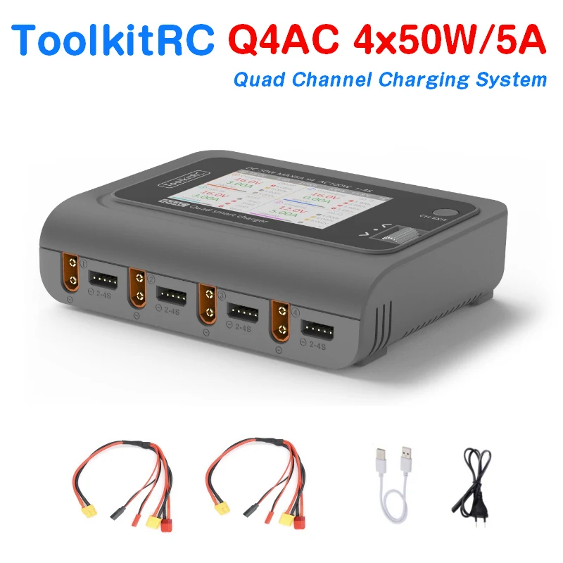 ToolkitRC Q4AC 4x50W 5A AC 100W 4 Port DC Smart Charger Discharger XT60 Review: Real-World Performance for Multi-Battery RC Enthusiasts