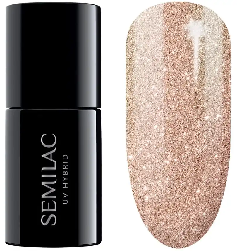 Semilac Delicate Vanilla Glitter 349 semi-permanent cover, UV hybrid nail polish texture Gel