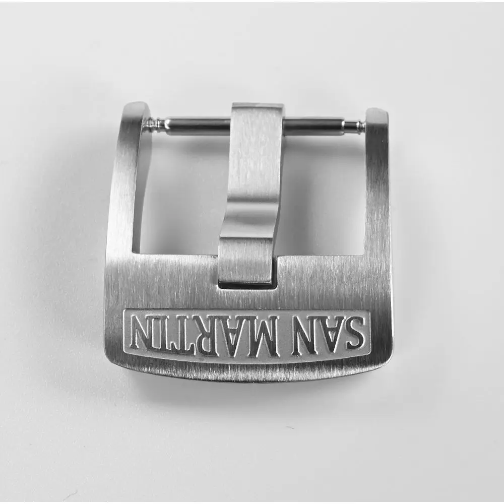 San Martin Uhr Schließe 20mm Gebürstet Logo Pin Schnalle 316L Edelstahl Für Uhrenarmbänder Armband Hohe Qualität Ersatz Zubehör