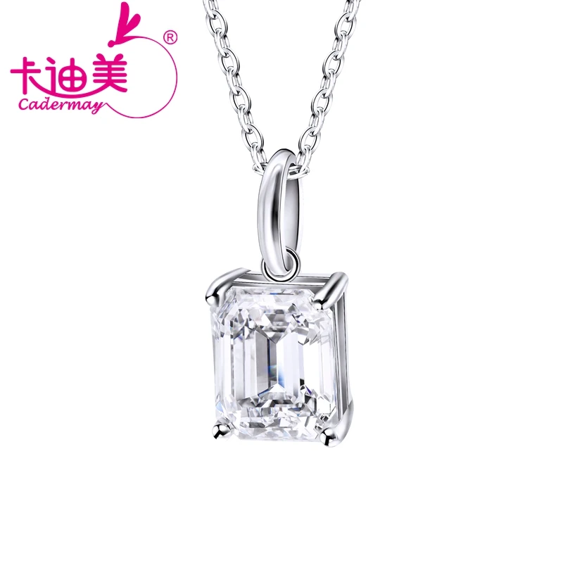 

CADERMAY Custom Sterling Silver S925 Emerald Cut 3ct D-color Moissanite Diamond Pendant Necklace for Women Wedding Fine Jewelry