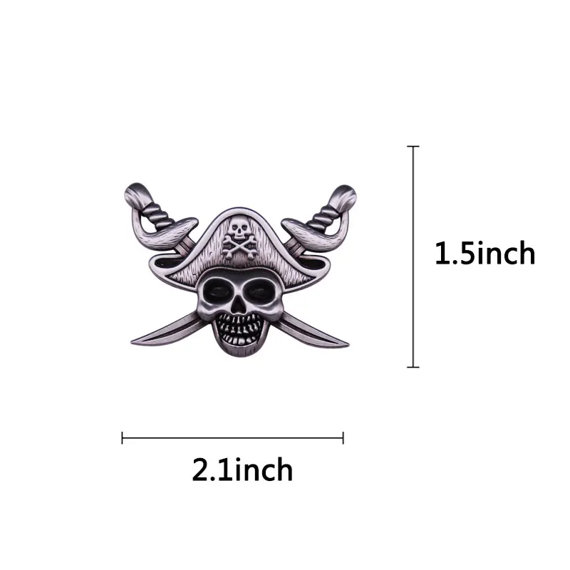 Skull andcrossbones Pin With hat and crossed swords Badge Like a Pirate!