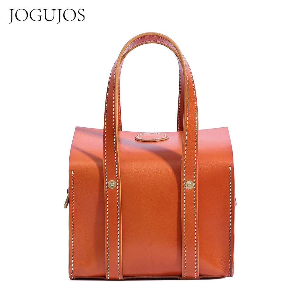 

JOGUJOS Luxury Women Vintage Shoulder Bag Unique Design Genuine Leather Handbag Fashion Tea Box Storage 2021 Hasp Messenger Bags