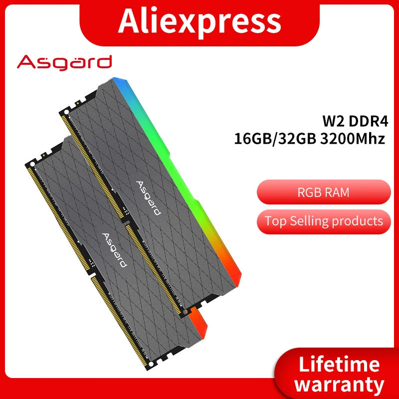 Asgard W2 Series RGB ОЗУ DDR4 8GBx2 16GBx2 3200MHz PC4-25600 1,35 V двухканальная потрясающая оперативная память для настольного компьютера