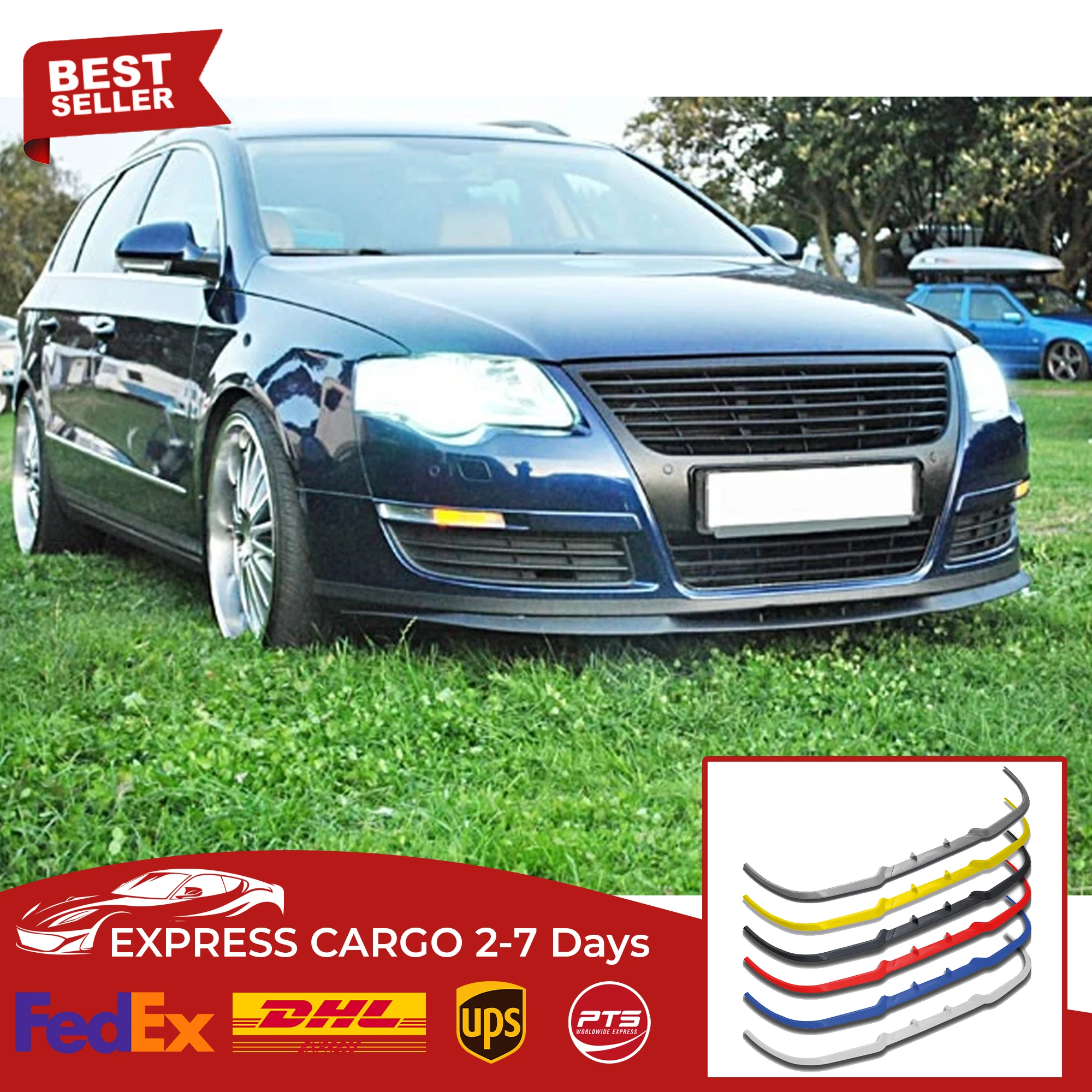 

For Volkswagen VW PASSAT B6 CUPRA R FRONT SPOILER BUMPER LIP Euro Spoiler Lip Universal 3 pcs Body Kit