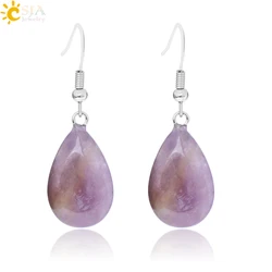 CSJA 2016 Hook Glaze Tear Water Drop Opal Crystal Lazuli Beads Dangle Natural Pendant Stone Earring Handmade Women Jewelry E106
