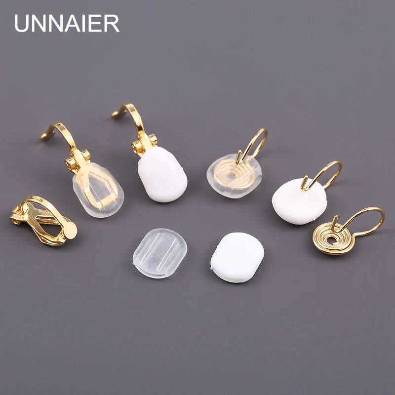 UNNAIER 10pcs Clear Silicone Ear Pads Earmuffs Pain Relief Ear Clips Hypoallergenic Triangular Clip Ear Stud Earring Accessories