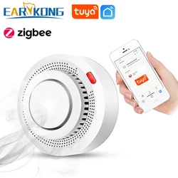 Tuya Zigbee-Detector de humo para el hogar, seguridad en la cocina, prevención de seguridad, Sensor de humo, alarma de sonido, funciona con la aplicación Zigbee Hub Smart Life