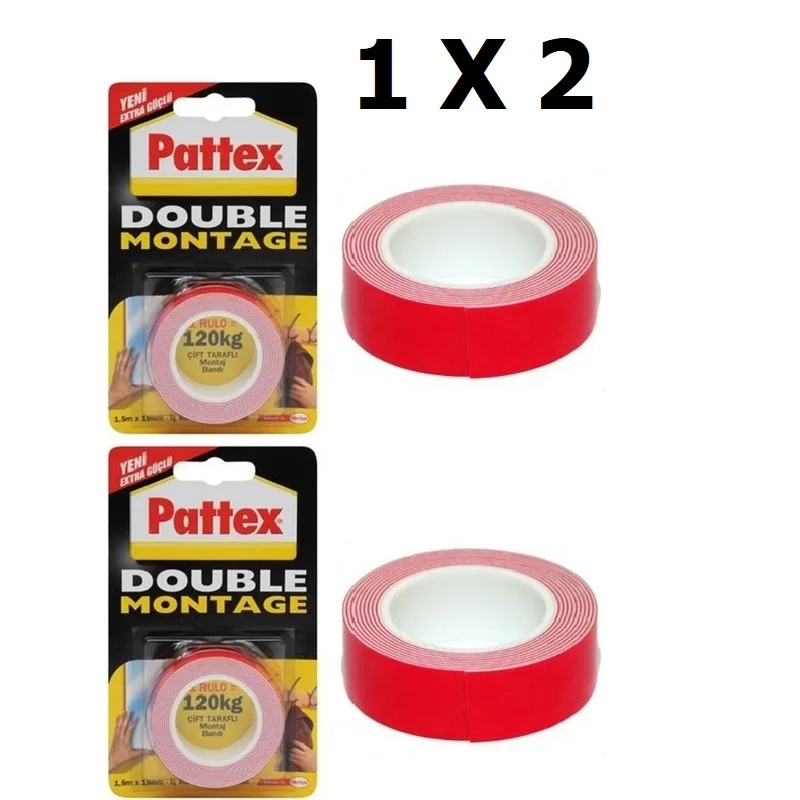 Pattex, Double Mounting Tape, Sponge Tape, 2 Pcs Indoor and Outdoor 1483609