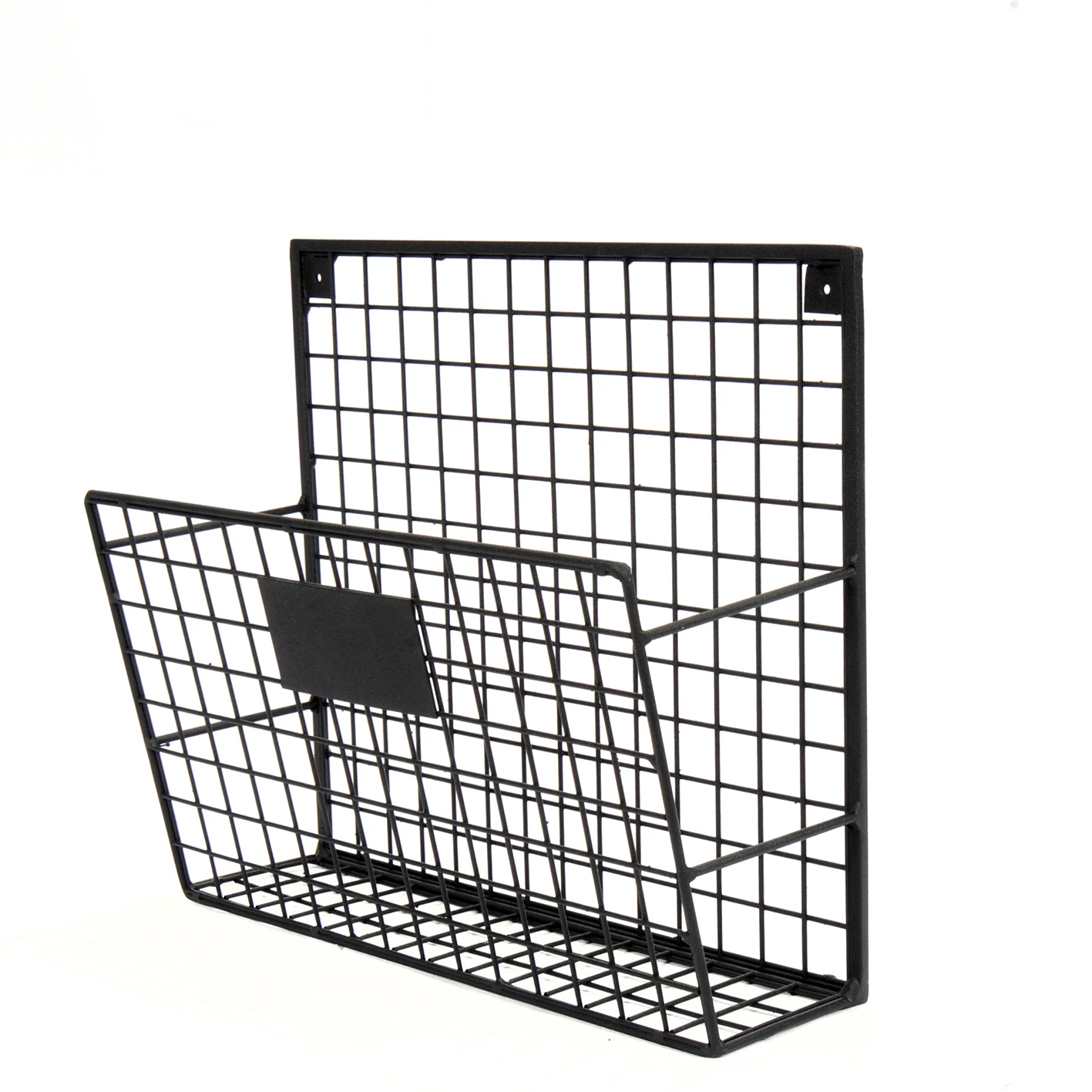 Iron Grid Wall Shelf Metal Magazine Holder, Bookshelf Single Compartment Document Rack WD233-Y1