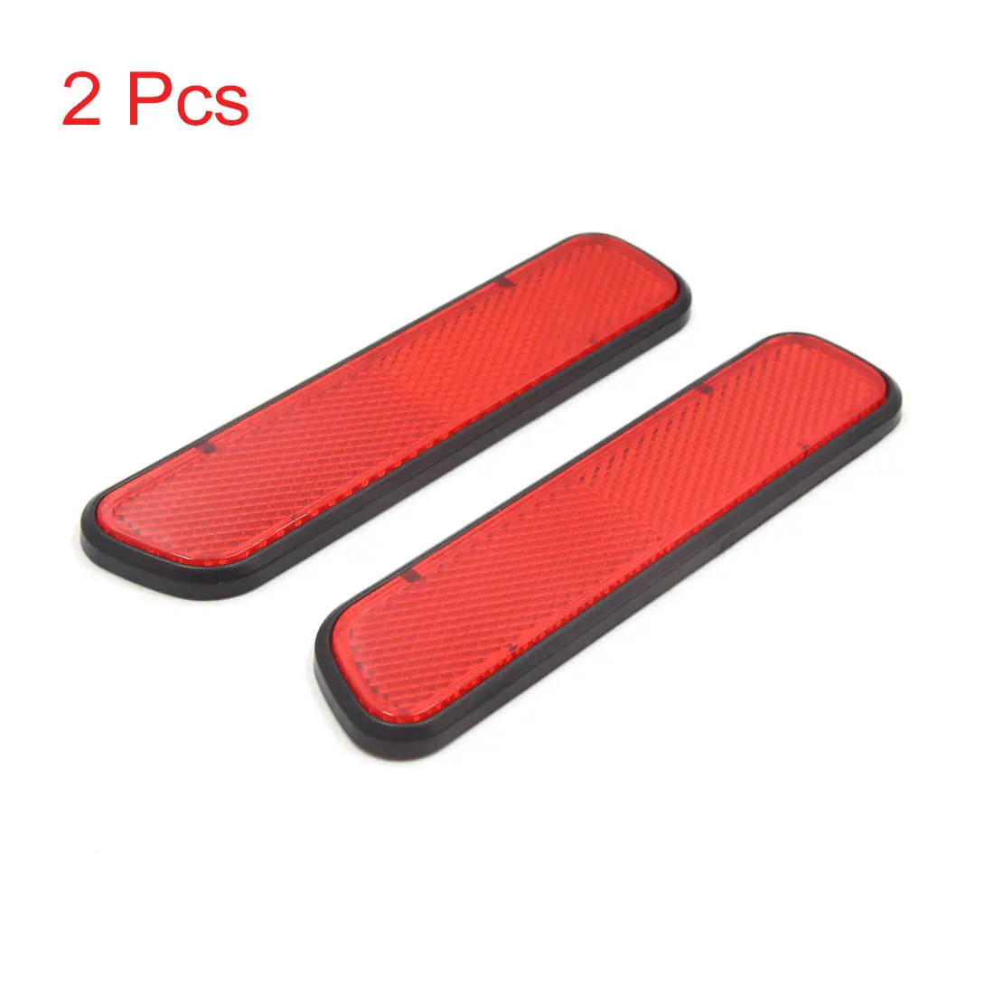 Uxcell 2Pcs Red Plastic Car Vehicle Reflective Sticker Decor Self Adhesive Reflectors 15x3.7x0.7cm