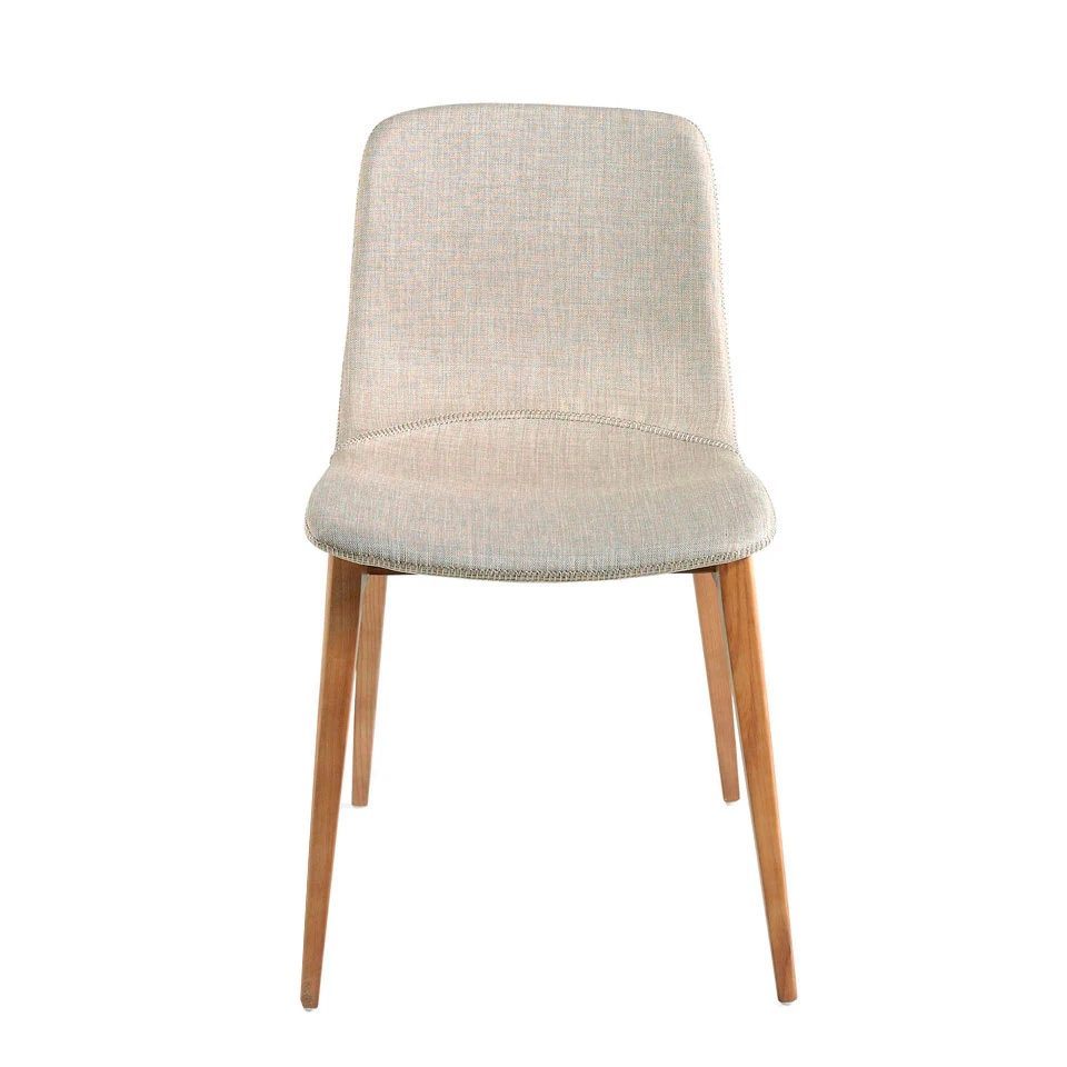 Chair 4049 Angel Cerdá-dining chair upholstered in fabric and legs structure in ash wood painted in walnut color.