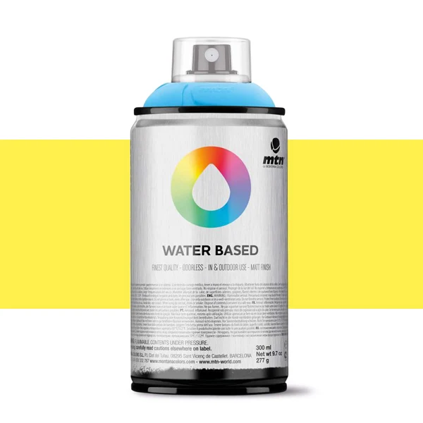 Spray paint brand MTN Water Based Color Fluorescent Yellow 300 ml Montana low pressure Little Ideal smell interior