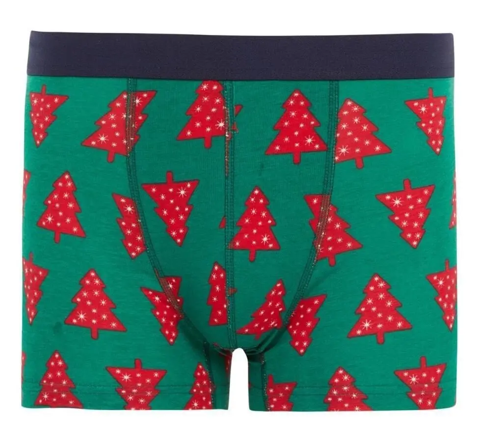 Christmas Trees Pattern Men's Boxer Christmas Special Cotton New Year Gift Christmas Flexible Comfortable Boxer Made In Turkey