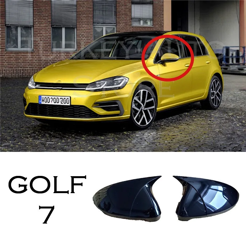 Bat Mirror Cover for Golf 7 MK7 VW 2012-2020 Car Accessories Piano Black Tuning Auto Sport Bat Design Side Mirror R32 GTI R-Line