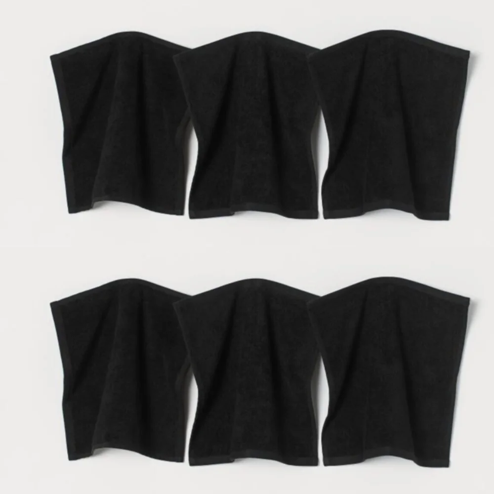 Pure Turkish Cotton %100 6 Pcs 30x30 Cm Super Absorbent Hand Towel Set Soft 2021 Elite Black East West Home Textile