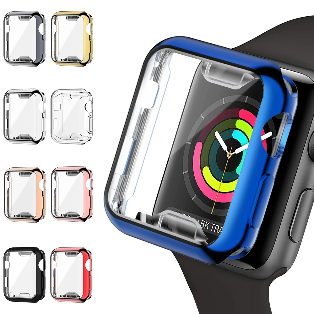 

360 Cover for Apple Watch Case 7 6 SE 5 4 3 2 41MM 45MM 42MM 38MM Soft Clear TPU Screen Protector for iWatch 7 654 321 44MM 40MM