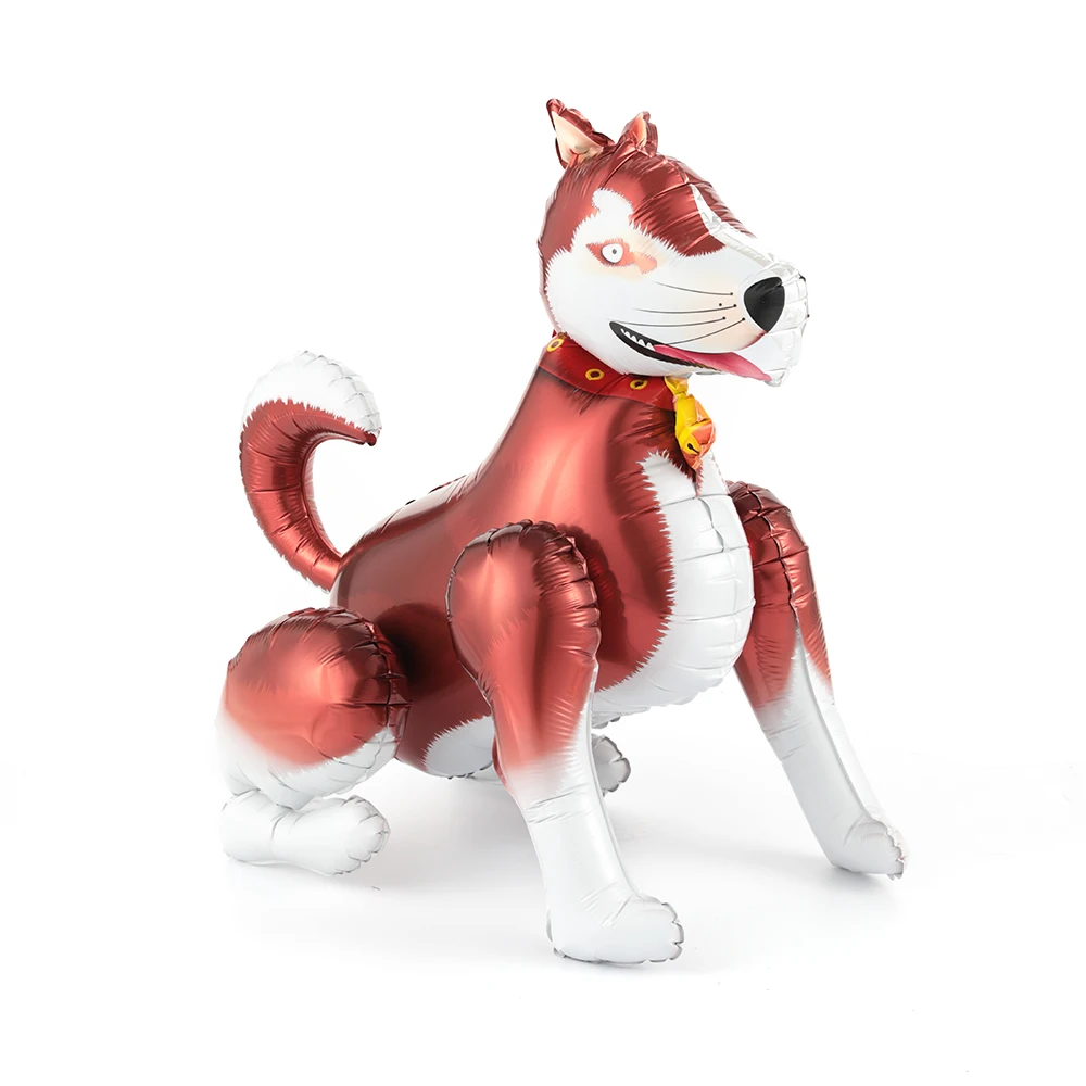 3D Husky Dog Walking Animal Foil Balloons Happy Birthday Air Balloon Birthday Theme Party Decoration Kids Toys Globos