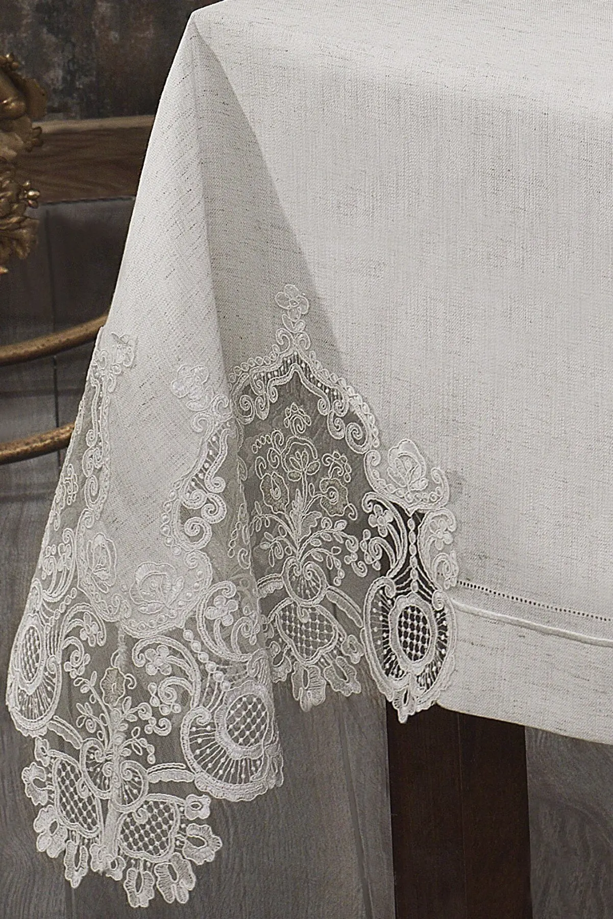 Rita Lace Tablecloth 150 x 250 cm Rita lace tablecloth stain-free 100% carefree linen fabric table decoration decoration wedding