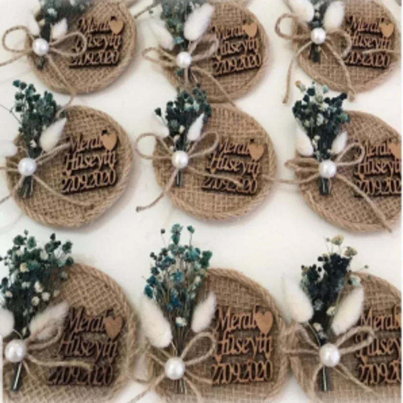 Natural Flower Embellishment Mesh Magnet 50 PCs İstediğiniz Gibi Is Designed for Baby Shower Wedding Party Birthday Nikah Engagement Events