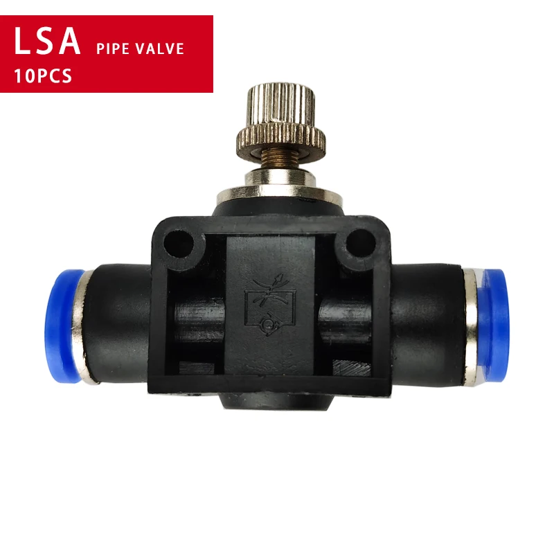 10PCS A LOT LSA type Pneumatic Fitting 4 6 8 10 12mm Fast connection Air Speed Pressure Regulating Throttle Valve