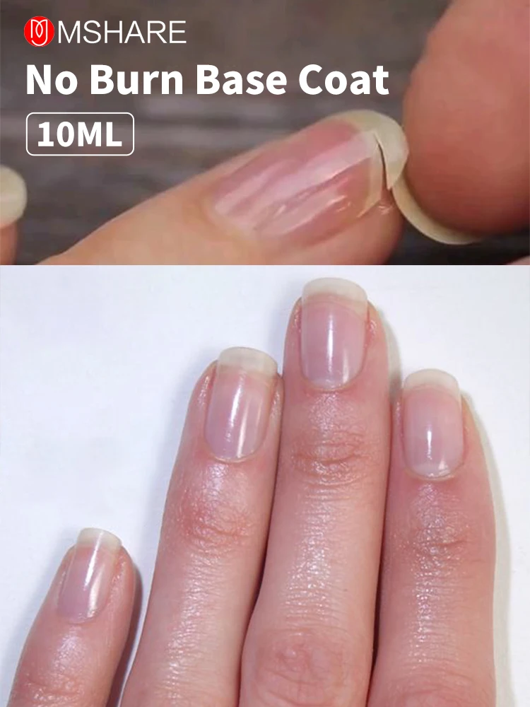 MSHARE No Burn Base Coat Rubber Nail Gel Enhance Thickness Repair Broken Manicure Treatments Nails Care Soak Off Builder 10ml