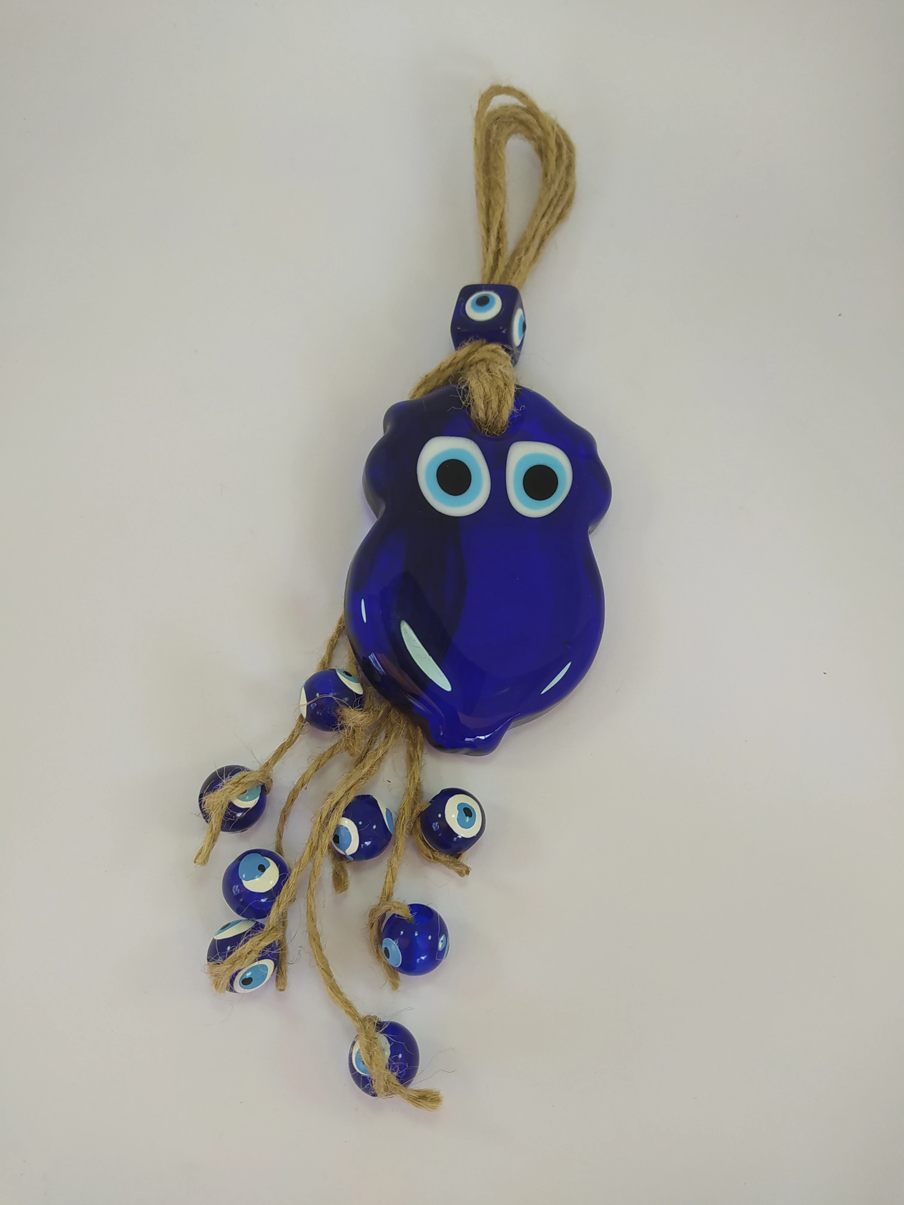 Tasselled Owl Evil Eye Wall Hanging Handmade Glass Bead Pendant Charm Turkish Amulet Talisman Nazar Protector Boho Home Decor