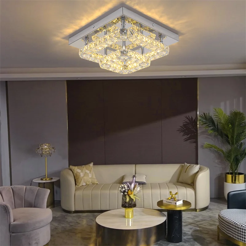 Modern Indoor K9 Crystal Led Chandelier Light Bedroom Corrido Ceiling Lamp Living Dining Room Hotel Decor Pendant Fixture Lumina