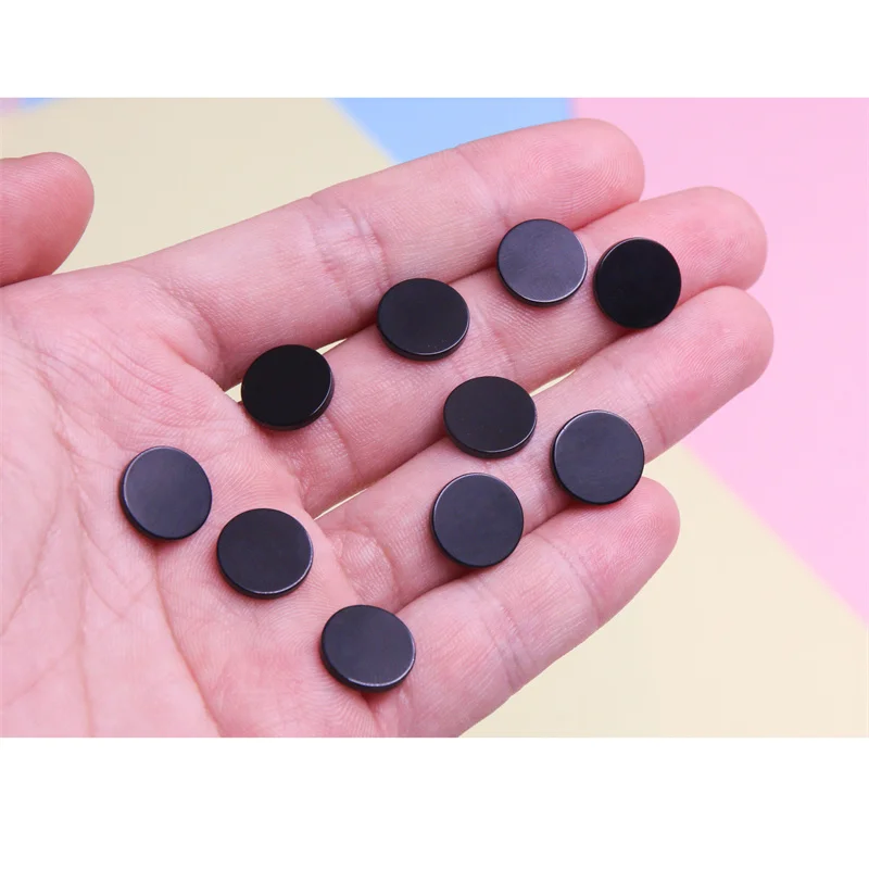 5pcs Black Agate Onyx Cabochon Disc Flat  Round 8-20mm Genuine Natural Stone Craft  Accessories For Jewelry Making Ring Earrings