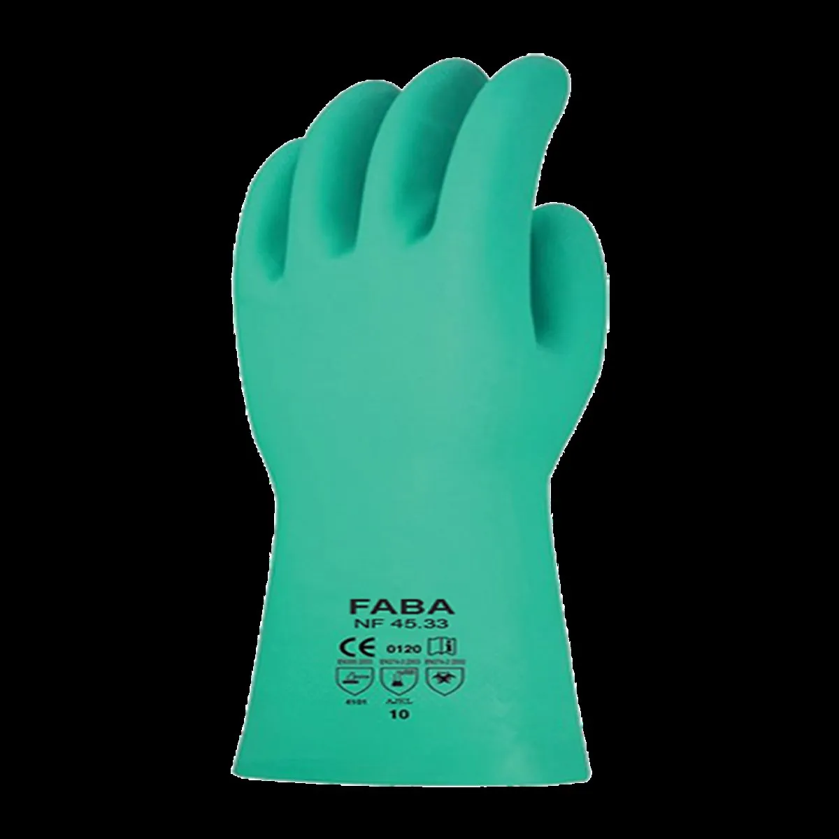 Faba Nf 45-33 Green Nitrile Gloves Chemical-Resistant Nitrile Gloves Gauntlets for Industrial Chemical and Food-Handling