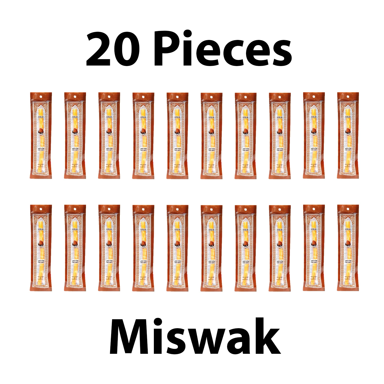 

Set of 20 Pieces Miswak Sewak Chew Stick Fresh Natural Tootbrush Misvak Arak Siwak Miswaak Vegan Teeth Cleaner Travel Soft Peelu