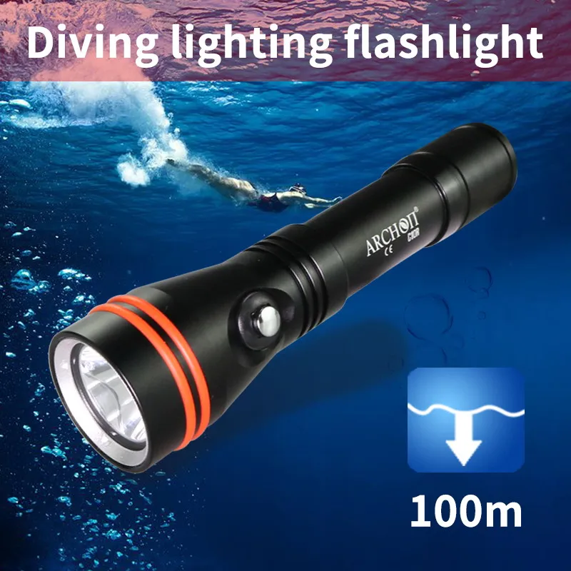 ARCHON C10R Diving Flashlight USB Charging Dive Torch 1200 lumen CREE LED chip Underwater Light 100m Diving Light Built-in 18650