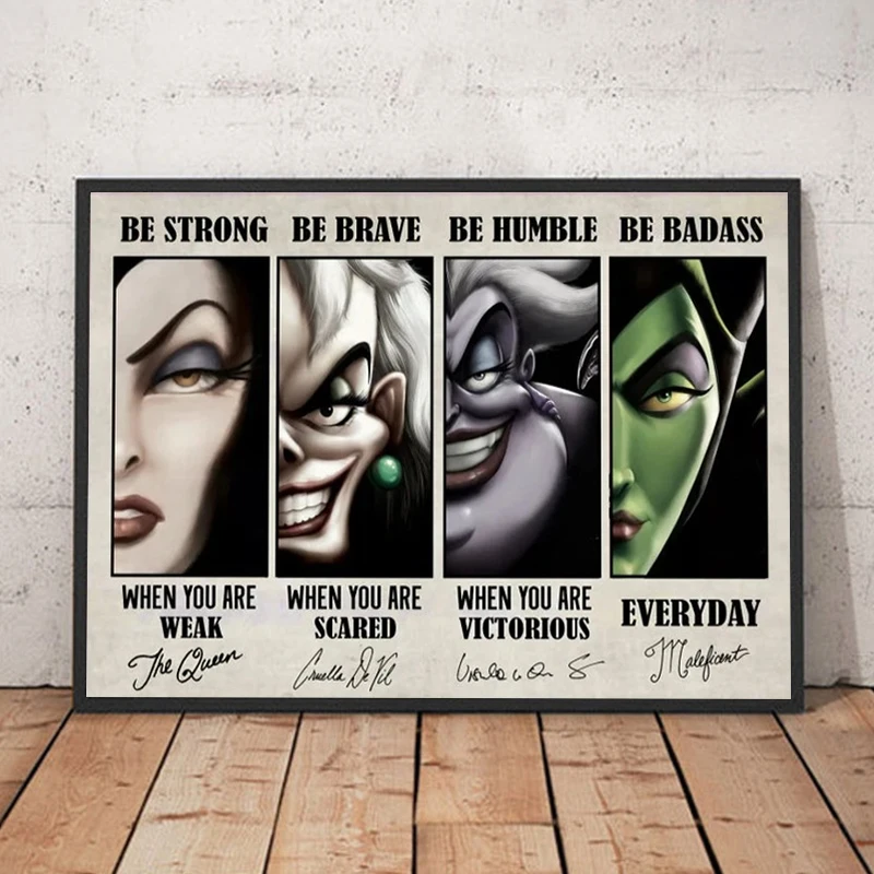 Disney Villains Evil Queen Canvas Painting Wall Art Be Strong Be Brave Inspirational Quotes Words Posters Prints For Home Decor