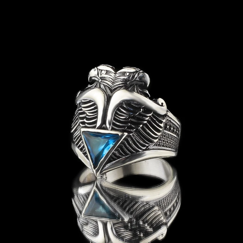 Men's Double-Headed Eagle Real 925 Sterling Silver Ring Special Design 2022 Summer Winter Fashion Accessory Products All Sizes Free kargo