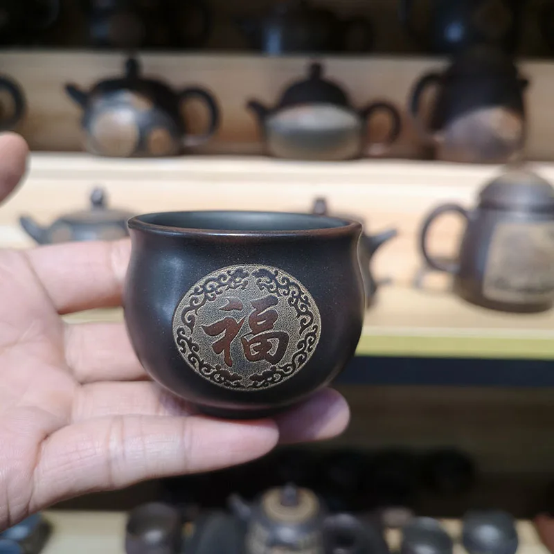 Traditional Carving Pure Nixing Pottery Cups Made of Healthy Clay for Daily Dring Tea Personal Tea Cup