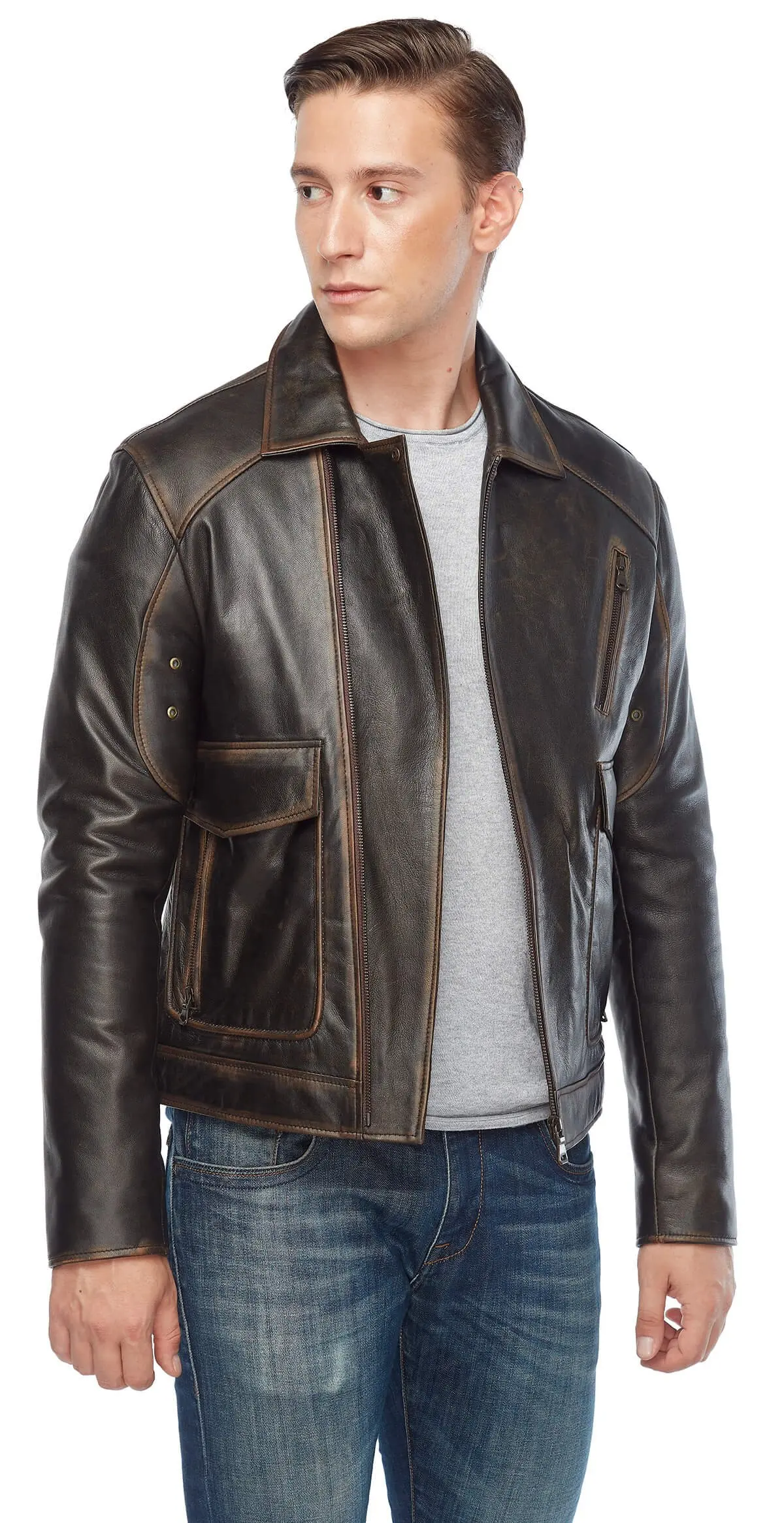 Túi Nam Chính Hãng Phối Da Búi Tó Orjinal Da Cừu Thu Đông 2022 Biker Slim Size Lớn VintageTürkiye
