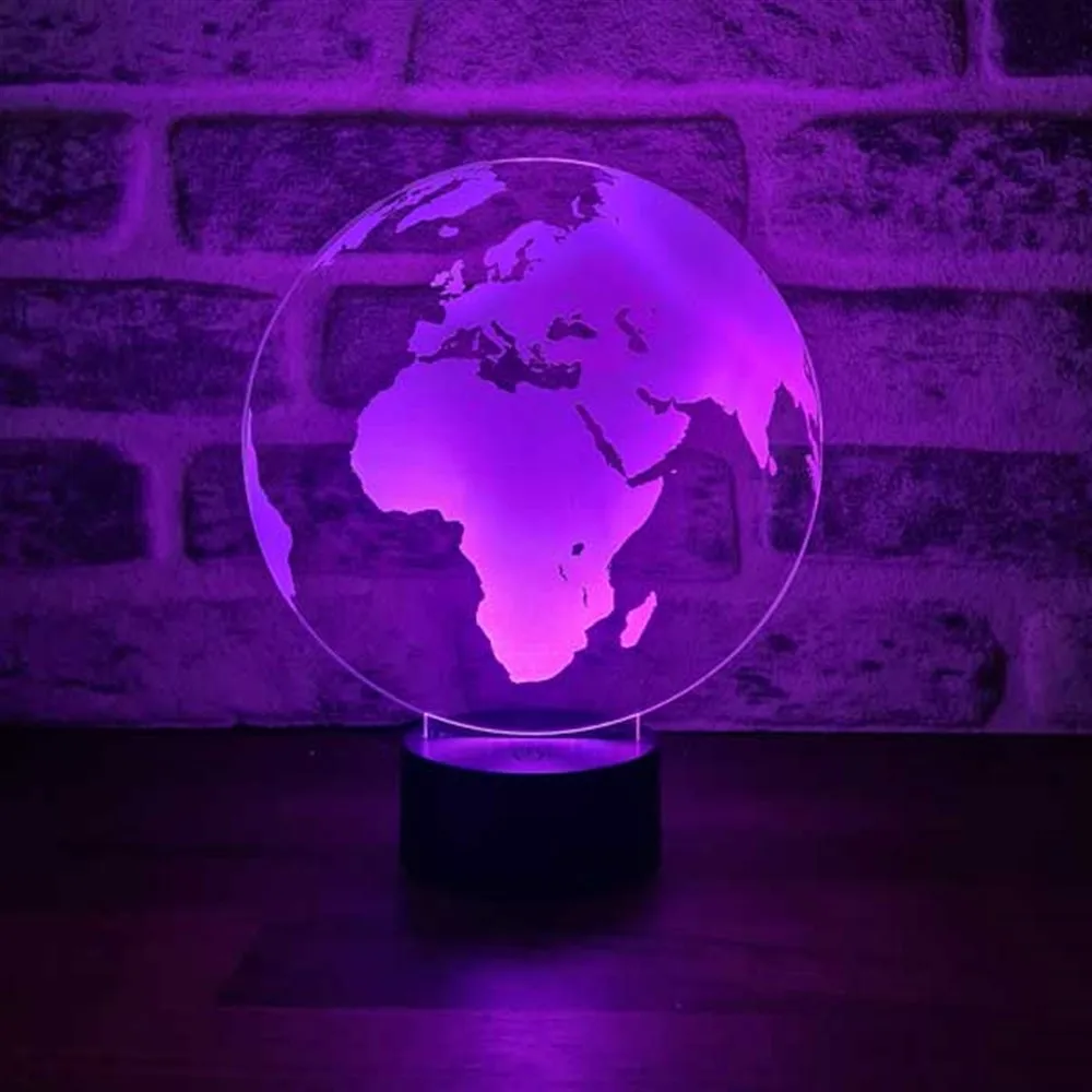 World Map Acrylic Led Table Lamp 3D Illusion 12 Volt Adapter Design Wood Base Birthday Special Day Gift for Geography Teacher Room Decor Anime Wedding Stranger Things Led Lights Wedding Decoration Nightlights Bedroom