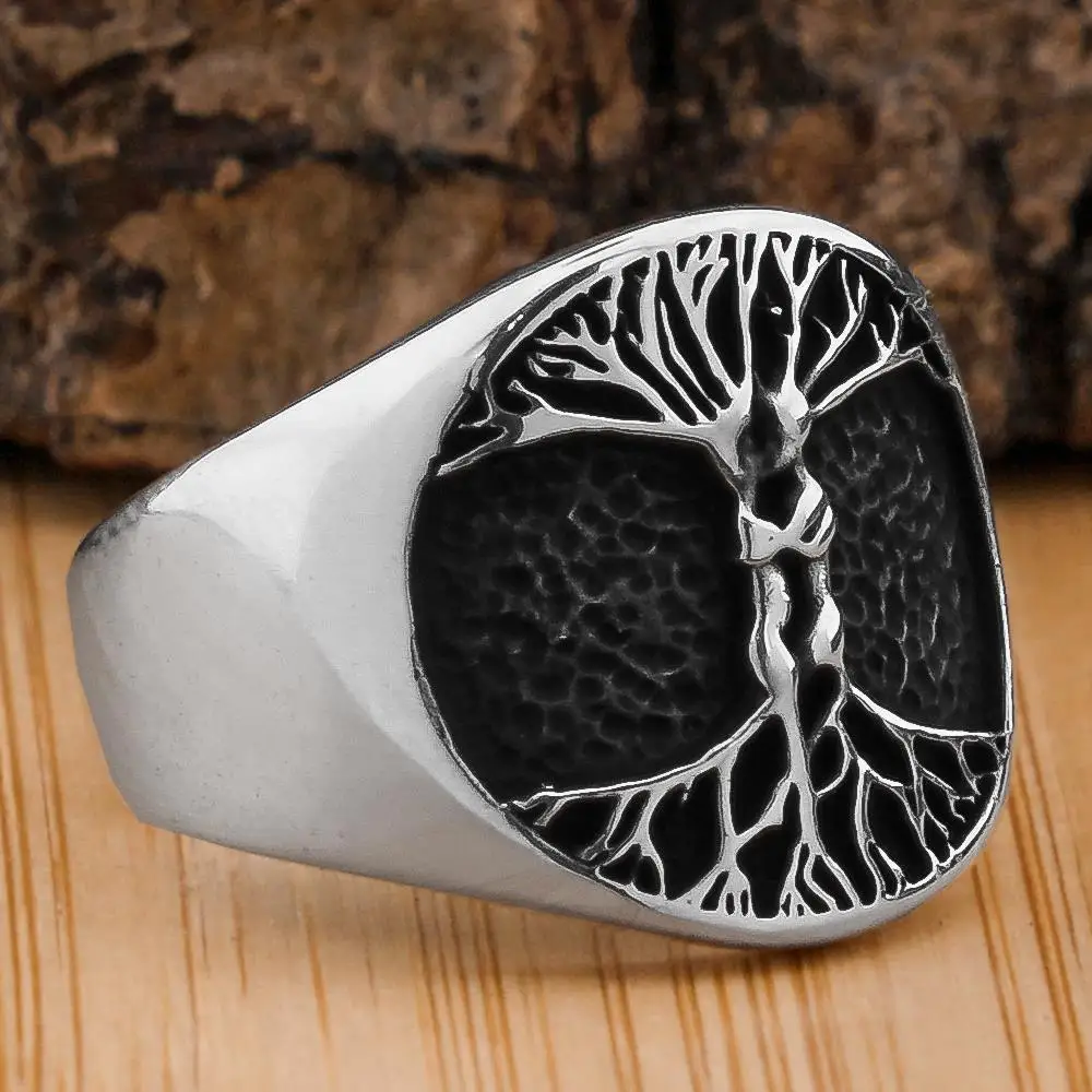 

Elegant Design 925 Sterling Silver Tree Of Life Men's Ring Business Jewelery Access Gift For Him