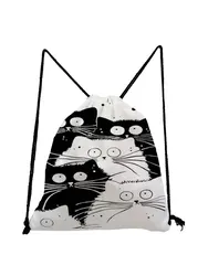 Cat Drawstring Bag Fashion Child Backpack Cartoon Teenager Bookbag Gift Storage Bag Travel Bags Soft Back Bag Custom Pattern