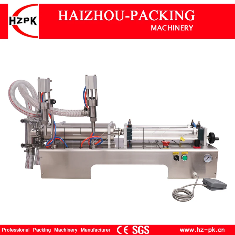 

HZPK Semi Automatic Stainless Steel Double Nozzles Liquid Water Filling Machine Small Commercial Packaging 100-1000ml G2WYD1000