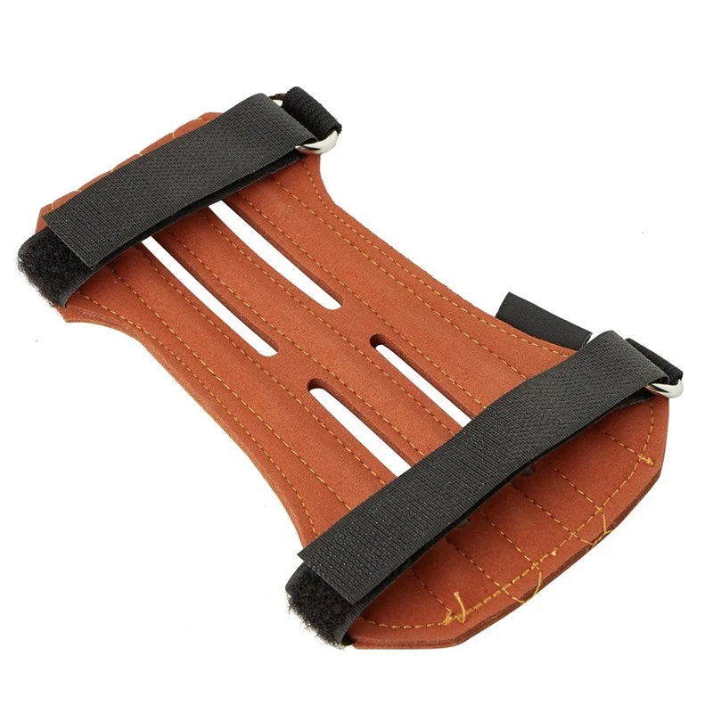 Protector de brazo de tiro con arco de cuero de gamuza suave con correas ajustables, adecuado para proteger los brazos