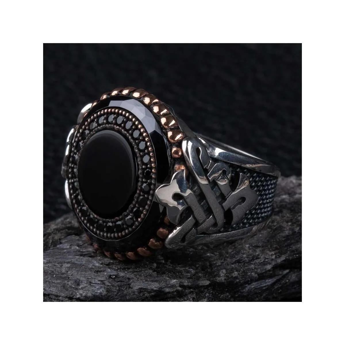 925 Sterling Silver Masterwork Model Black Stone And Micro Stone Men's Ring Exclusive Chic Accessory for Men Special Ring