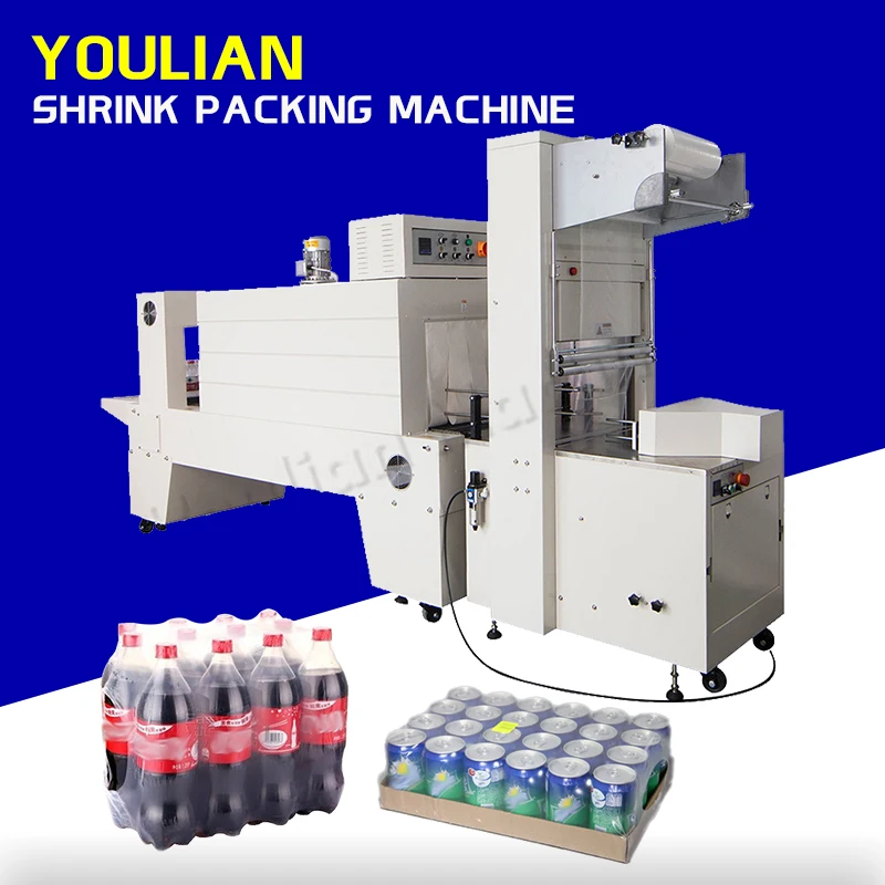 BSE5040A Automatic Water Bottle Canned Beer Juice Boxed Drinks Can PE Film Heat Tunnel Shrink Packing Wrapping Machine