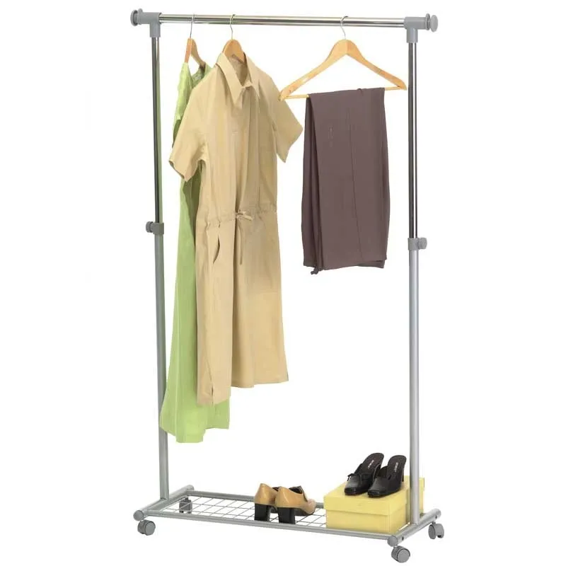 Miroytengo mobile hanger rack with lower grill and wheels organizer wardrobe hangers multifunction home clothes practical