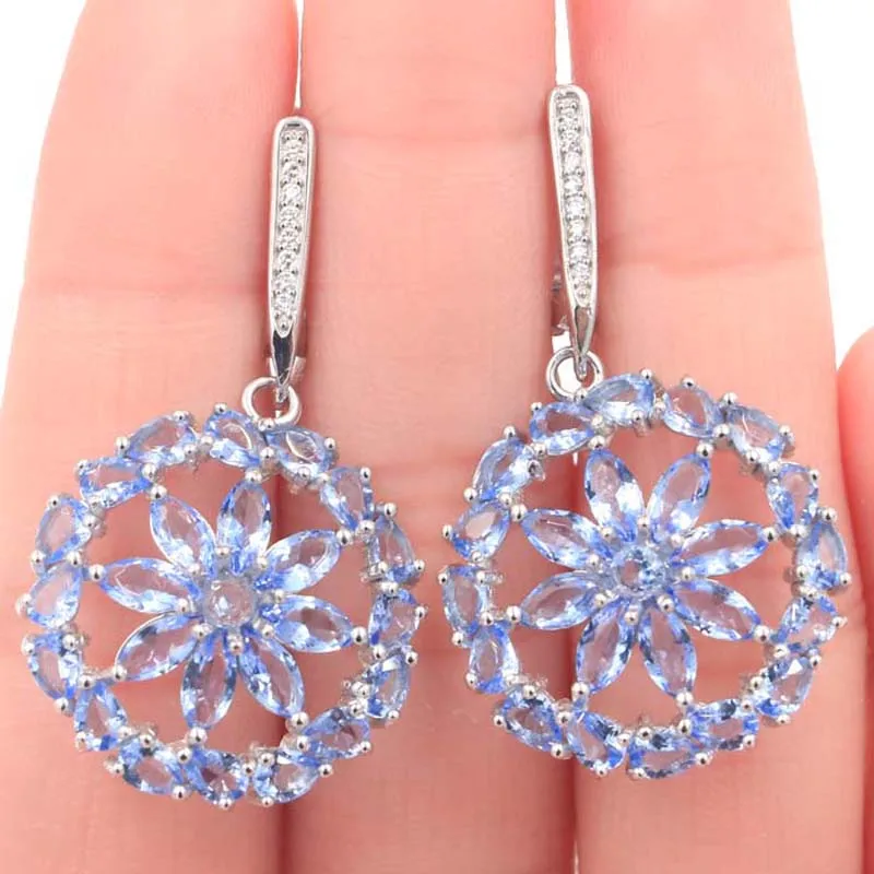 

Buy 4 Get 1 Free 40x23mm 7g Violet Tanzanite Pink Tourmaline London Blue Topaz CZ 925 Solid Sterling Silver Earrings