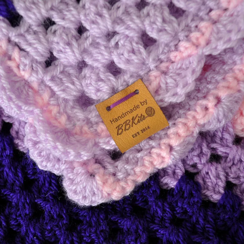 Etiquetas de logotipo de marca personalizadas para tejer crochet, etiquetas de ropa de cuero hechas a mano, accesorios de bricolaje rectangulares de