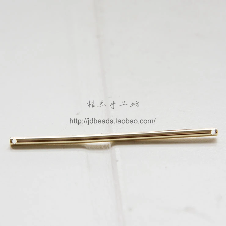 Solid Brass Long Bar - Round Bar - Link - Stick - TWO HOLES 2x51mm (3036C)